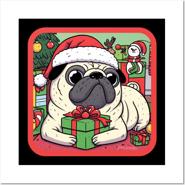 Santa Pug Wall Art by Pickledjo